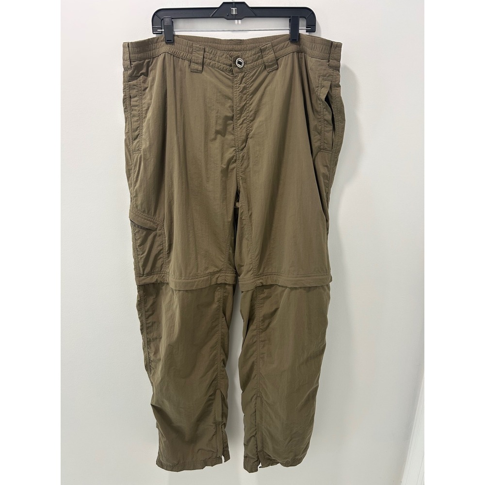 ExOfficio Mens Convertible Hiking Pants Khaki L 36-38 Nylon Zip Off Trousers
